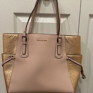 Michael Kors Soft Pink and Rose Gold Tote Bag Plus Wallet